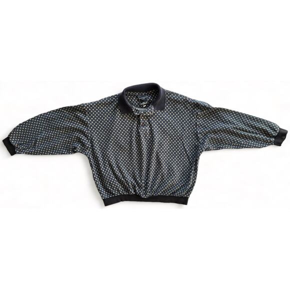 Vintage Engbers Casualwear Blue Diamond Polo Sweater Pattern AOP Fall Unisex L - Picture 3 of 14